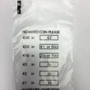 MONEY BAGS PLASTIC 180 X 240 30MM LIP 40 Micron UN PRINTED 10k min order printed SAFE0152