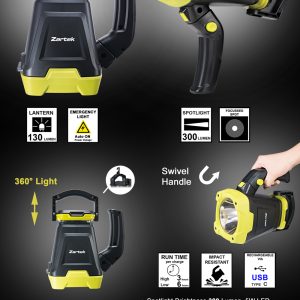 ZARTEK ZA-428 LED SPOT LIGHT 300m LANTERN EMMERGENCY 3-6 HRS IMPACT RESIST