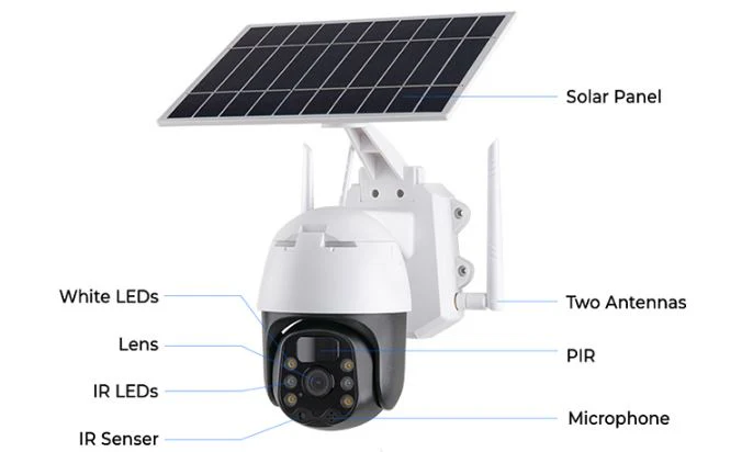 PTZ Solar Powered Outdoor 4G Camera IP Full Day Night Colour IP66 weather rating Q8153D-4G