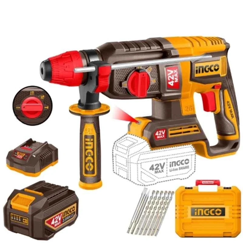 Cordless Rotary Hammer SDS Battery and Charger Kit INGCOCRHLI422682