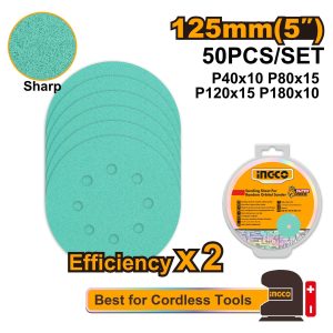 50 PCS Set Sanding Sheet for Random Orbital Sander INGCOAKRS125050