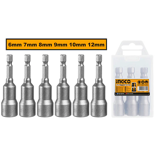 Buy the INGCO 6 PCS Impact Magnetic Nut Set 6‑12mm (INGCOAMN65061) for fast, secure fastening. Magnetic impact sockets ideal for drills, impact drivers, and professional use.