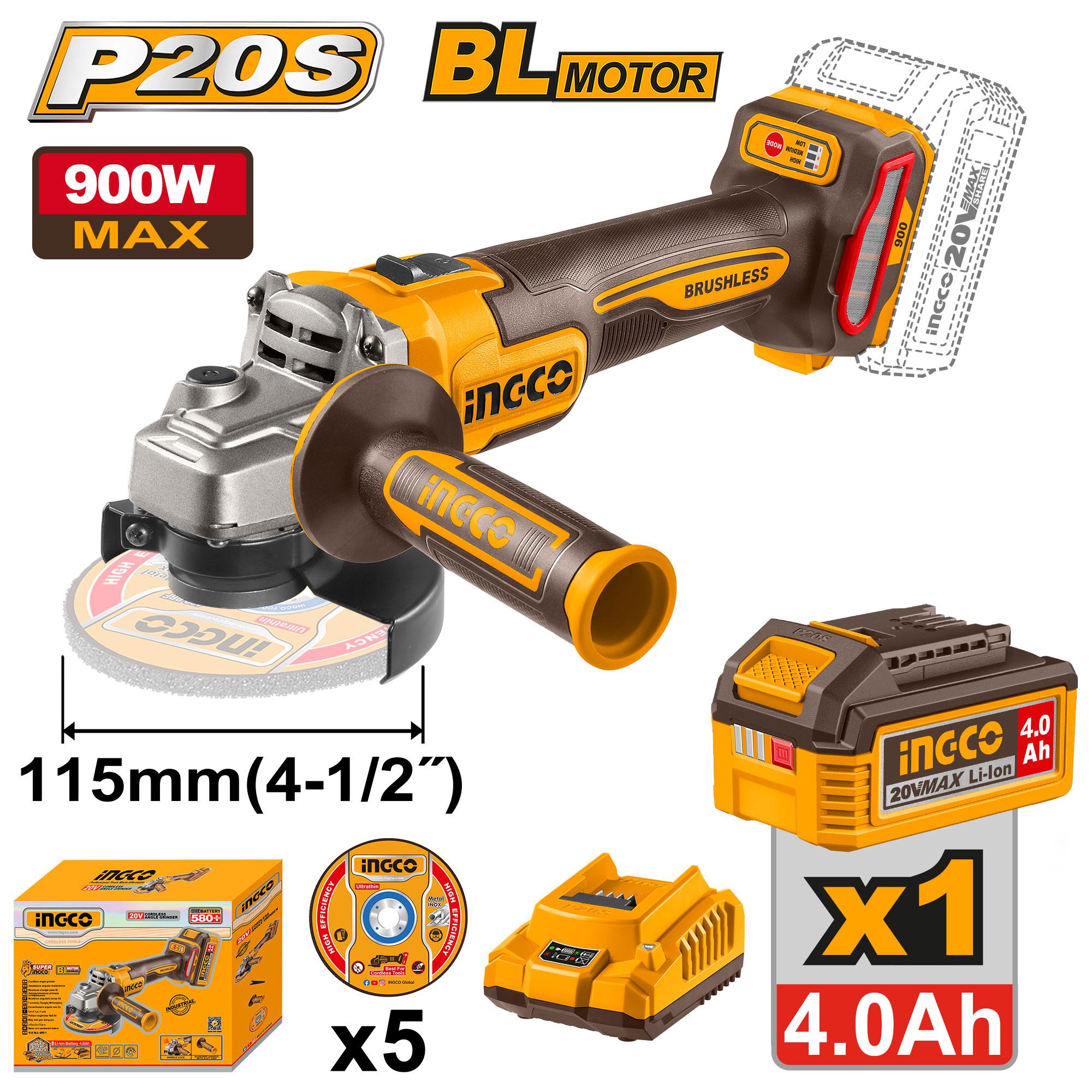 Cordless Angle Grinder INGCOCAGLI261521