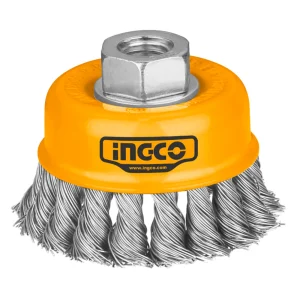 Shop the INGCO WB21001 Wire Cup Brush – 100 mm M14 angle grinder brush for rust, weld seam cleaning and paint stripping. Heavy‑duty performance.