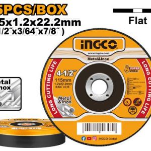 Abrasive Metal Cutting Disk Set 25x 115mm (4-1/2") x1.2mm (3/64") x22.2mm(7/8") INGCOMCD1211525