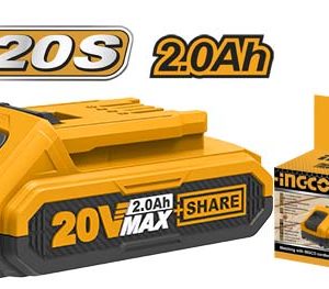 Buy the INGCO Lithium-Ion Battery Pack 20V 2.0Ah FBLI20011 in Zimbabwe. Reliable rechargeable battery compatible with the INGCO P20S cordless tool range, featuring an LED power indicator and long-lasting performance.