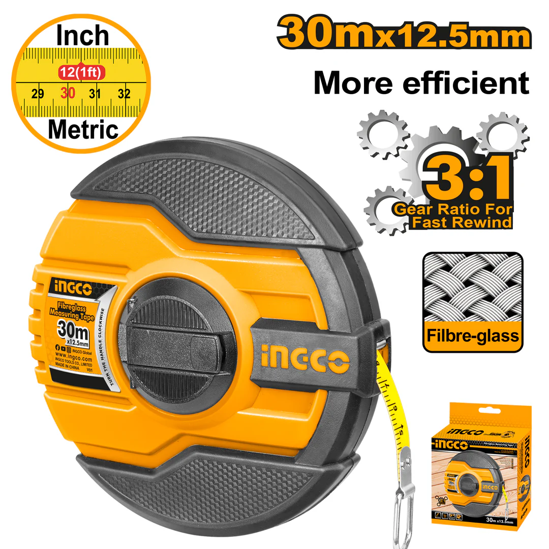Fibreglass Measuring Tape 30m INGCOHFMT8330