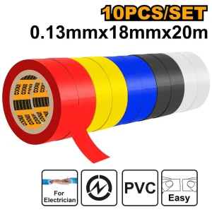 PVC Insulating Tape Assorted Colour Pack of 10 INGCOHPET1013