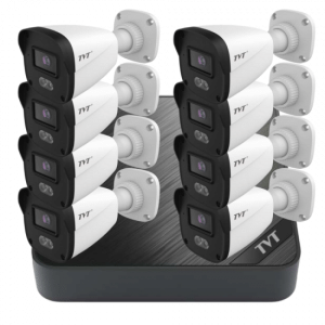 TVT 8 Channel CCTV Kit 1x NVR POE H265 HDMI P2P Ai 1HDD-10TB 4k with 4x 2MP Bullet IP Cameras 30m